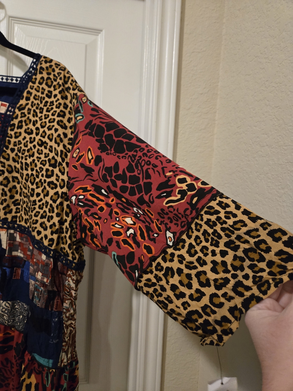 Mixed-Print Leopard Patchwork Blouse in Multi-Color - Picture 3 of 9